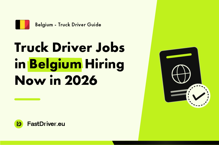 Belgian transport companies hiring truck drivers now in 2026 at a logistics hub