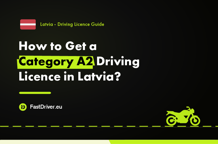 Motorcyclist riding a mid-power motorcycle in Latvia with a Category A2 licence