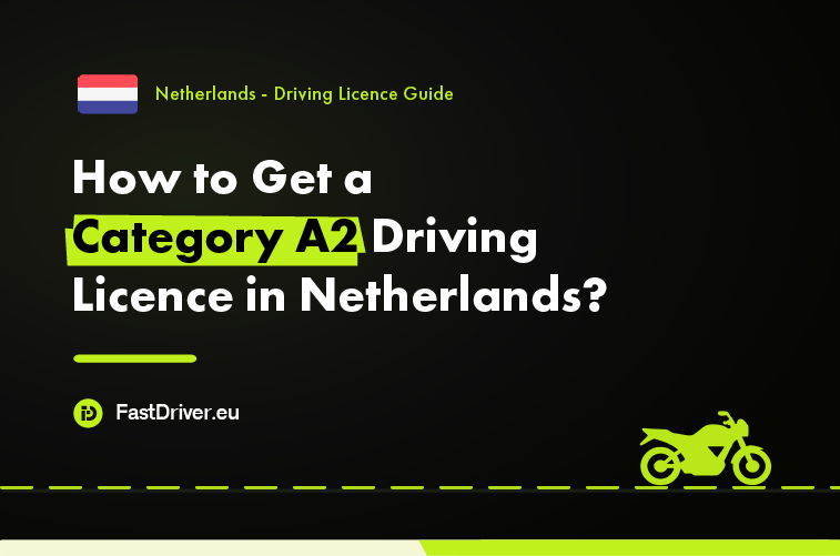 Motorcyclist riding a mid-power motorcycle in the Netherlands with a Category A2 licence